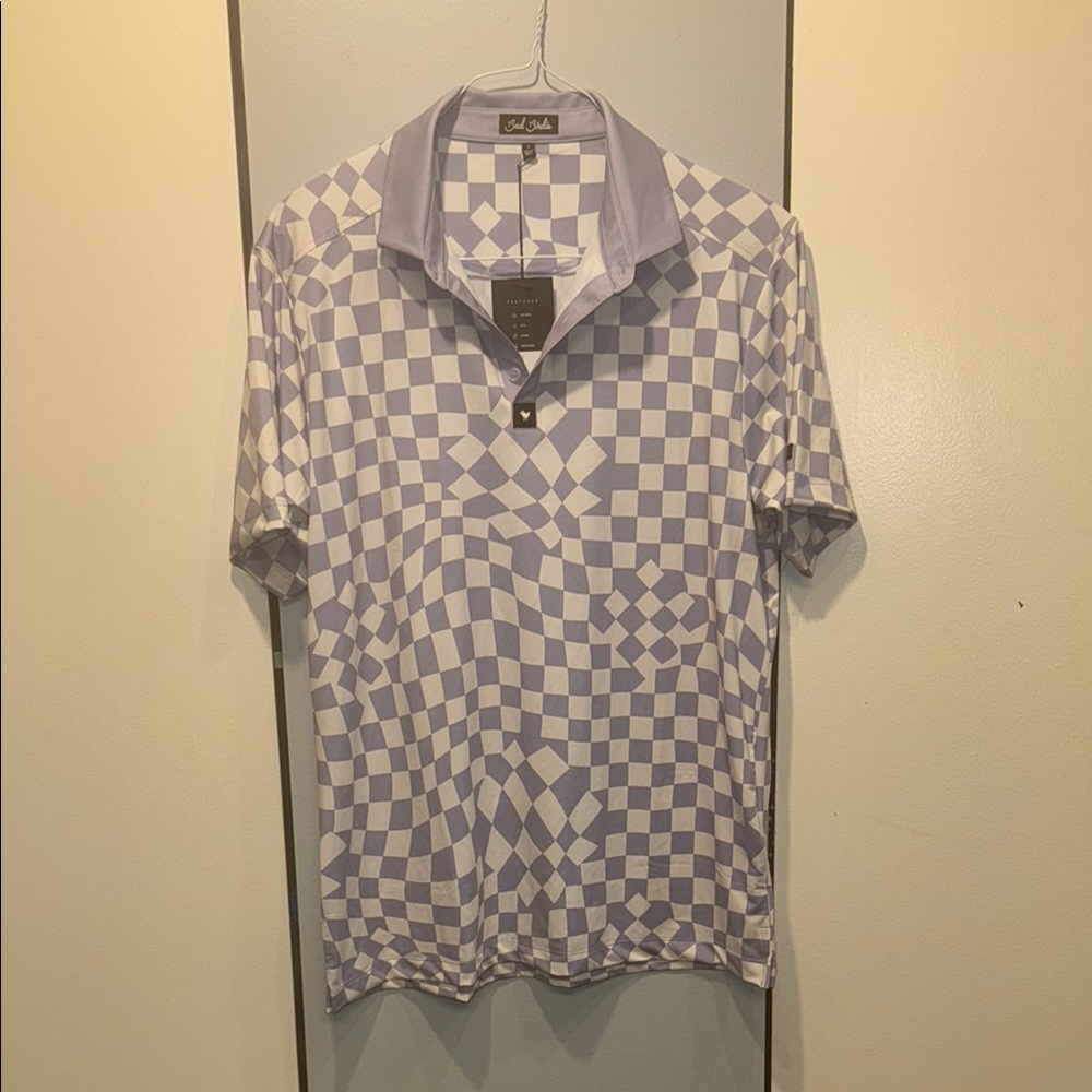 Bad Birdie Men's Purple Checkered Golf Polo